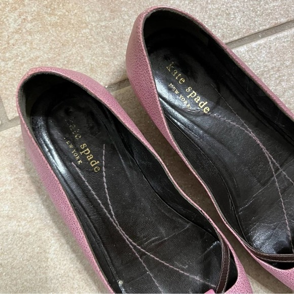Kate, spade, pink leather flat shoes, size 7B. #30 - Picture 7 of 9
